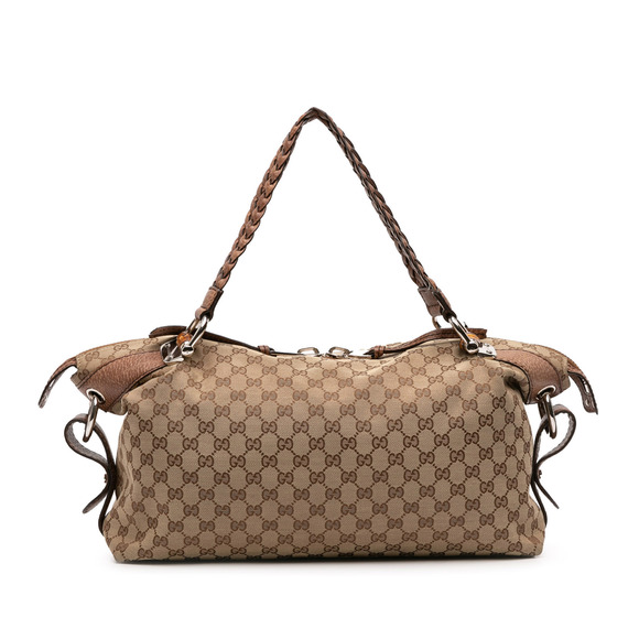 Pre-Loved Gucci Medium GG Canvas Bamboo Bar Tote - Picture 1 of 10